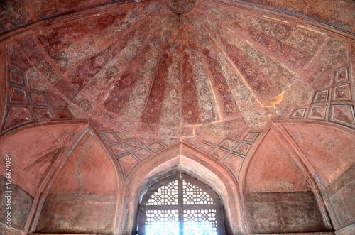 Beautiful mural paintings inside of Fatehpur Sikri