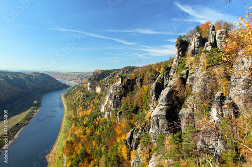 Famous Saxon Switzerland at the Elbe river in Saxony