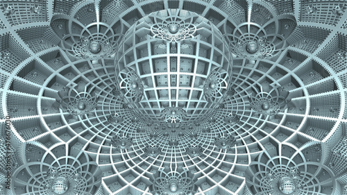 Abstract pattern of spheres and lattices