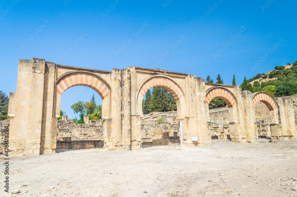 Ruins of Medina Azahara, a fortified Moorish medieval palace city in Andalusia, Spain