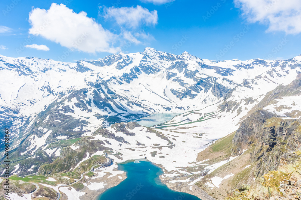 Amazing Alpine landscape with lakes in Gran Paradiso National Park, Piedmont Italy