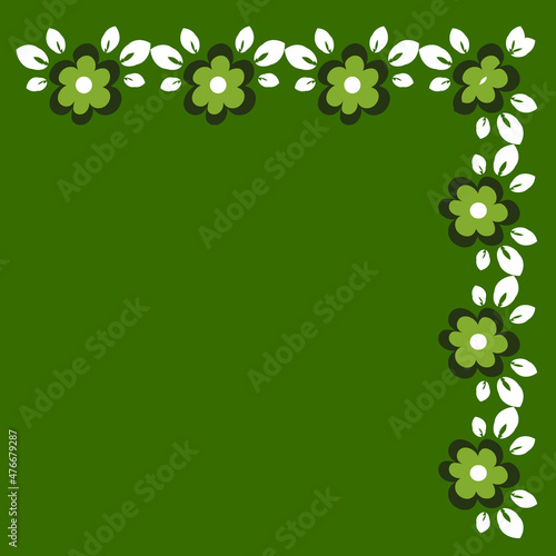 tile or handkerchief, frame of flowers, square. Design element of books, notebooks, postcards, interior items. Plants