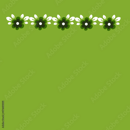 tile or handkerchief, frame of flowers, square. Design element of books, notebooks, postcards, interior items. Plants