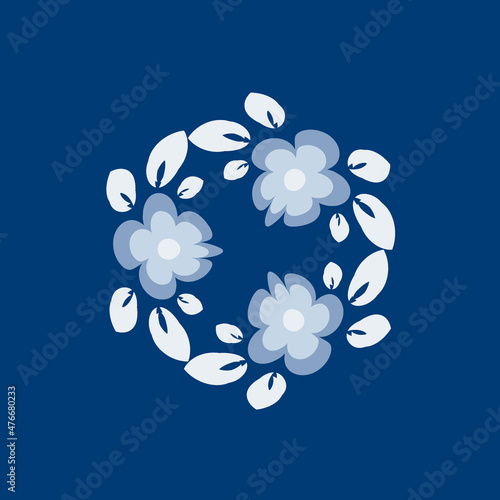 tile or handkerchief, frame of flowers, square. Design element of books, notebooks, postcards, interior items. Plants