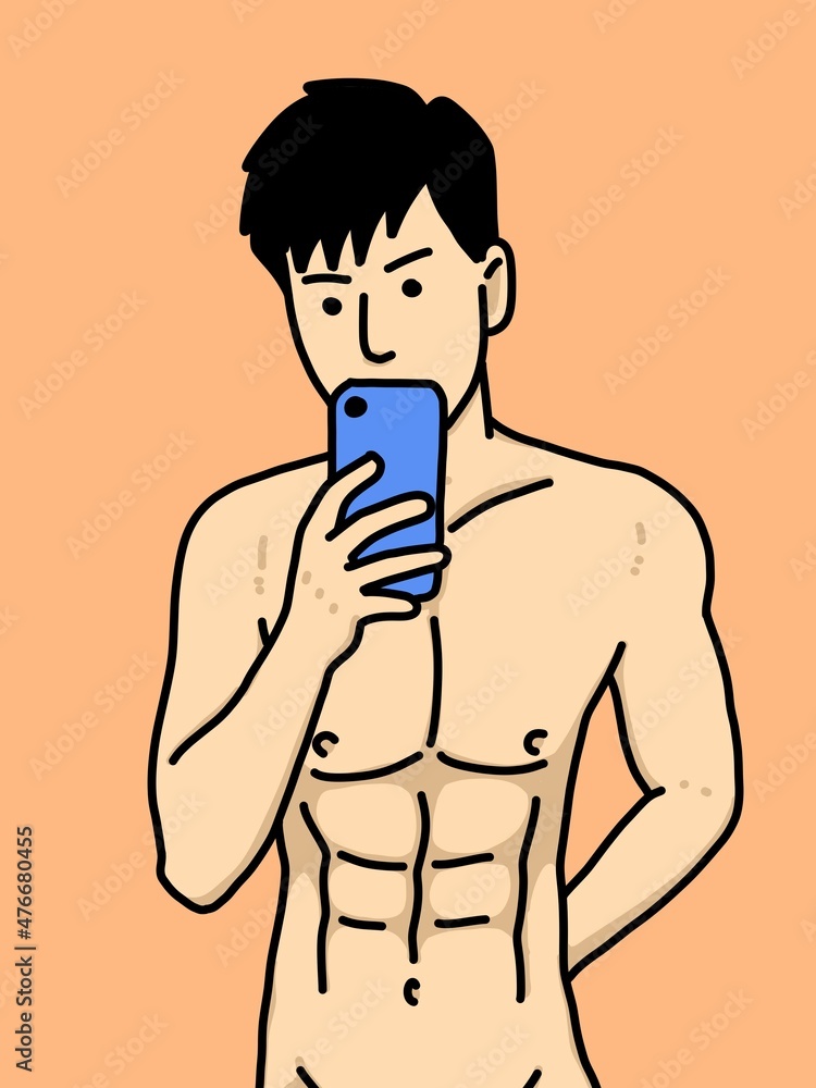 Fototapeta premium cute man cartoon on orange background