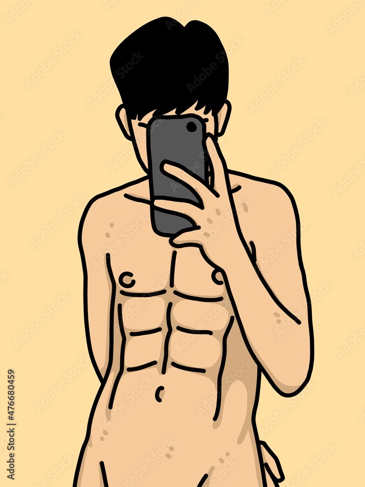 Fototapeta premium cute man cartoon on yellow background