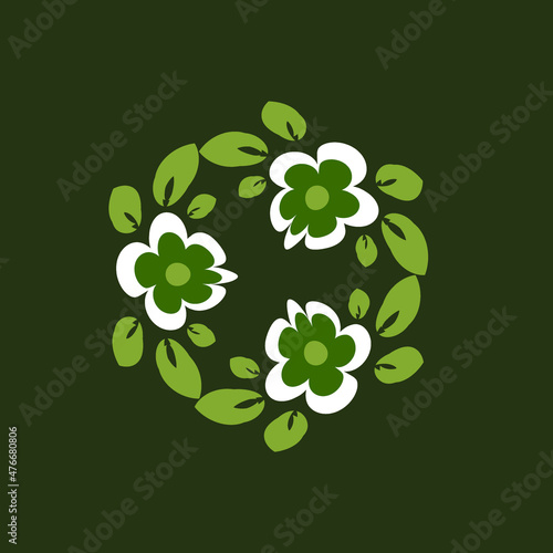 tile or handkerchief, frame of flowers, square. Design element of books, notebooks, postcards, interior items. Plants