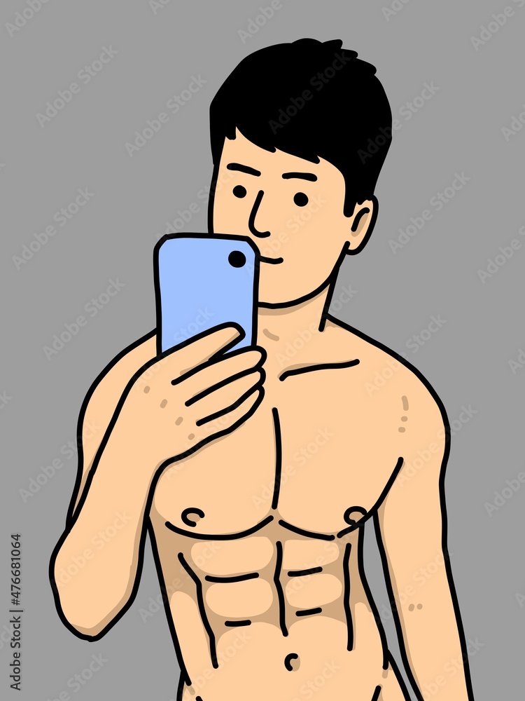 Fototapeta premium cute man cartoon on gray background