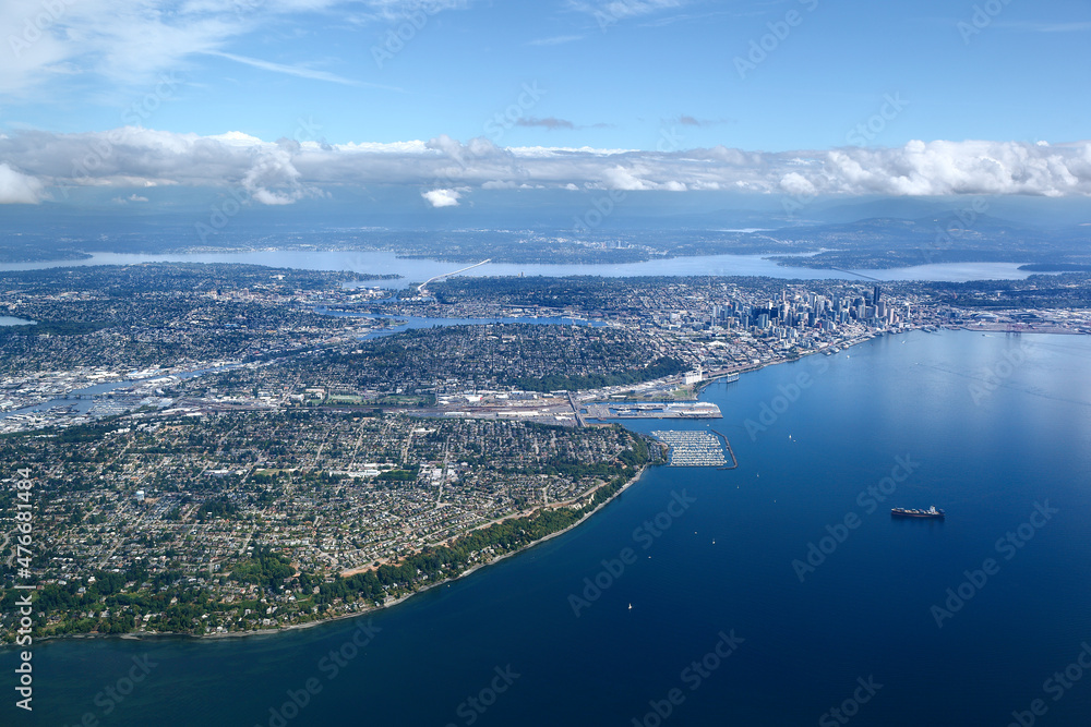 Panoramic View of a Seattle from the air.