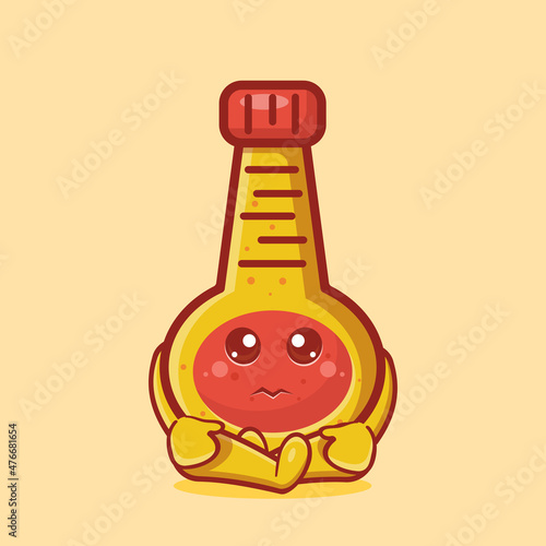 sad mayonnaise bottle character mascot isolated cartoon in flat style