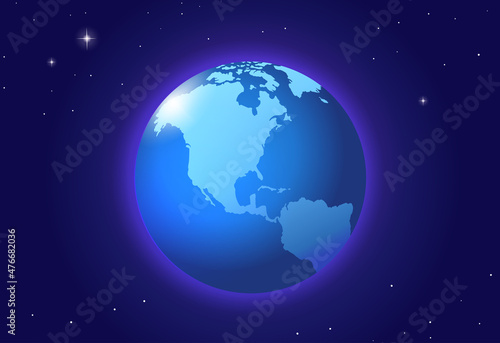 Blue color planet Earth in space vector illustration © HilaryDesign