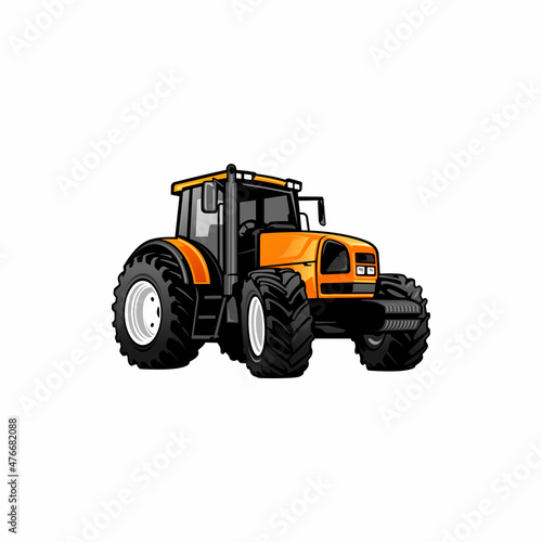 yellow agricultural tractor illustration vector, best for banner, logo or t shirt design