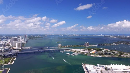 aerial drone of Buildings in city of Miami Beach, Florida photo