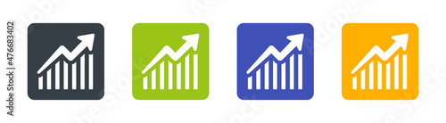 Growing bar graph icon in colorful design. Stats symbol
