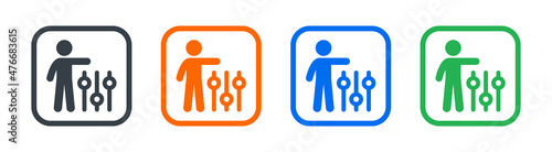 Man with adjust control icon vector illustration. Management symbol.