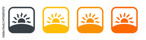 Sunset icon. Rising sun icon vector illustration.