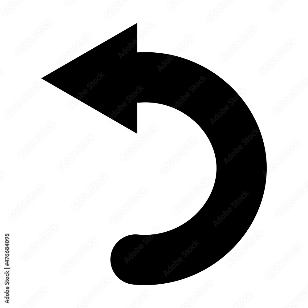 Circular left and up arrow. Direction signpost. Black figure. Navigation concept. Vector illustration. Stock image. Circular left and up arrow. Direction signpost. Black figure. Navigation concept. Vector illustration. Stock image.