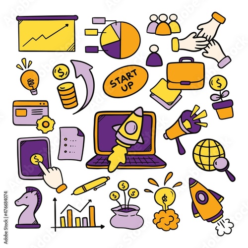 Start up concept doodle set