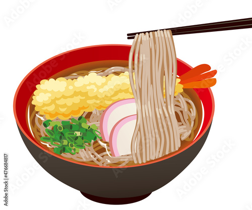 年越しそば_箸ですくう