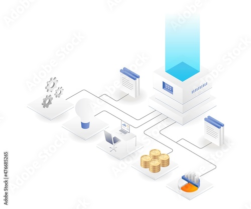 Central cloud server has many investment business office branches