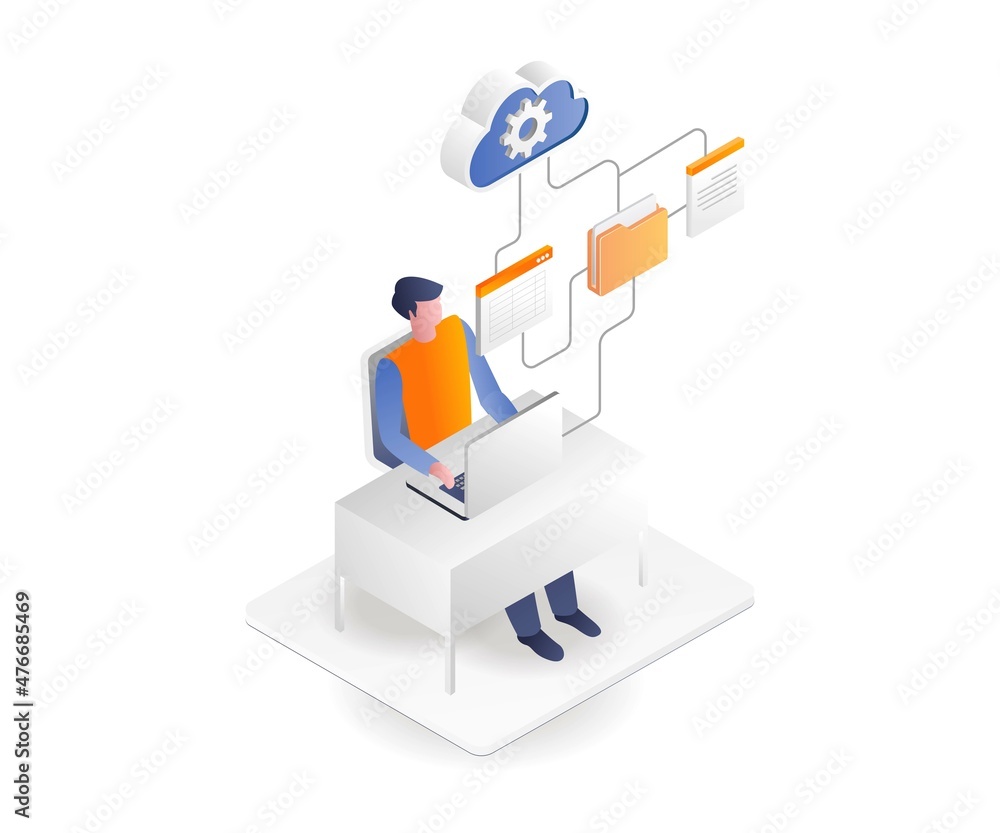 Man calling some app data from cloud server Man calling some app data from cloud server