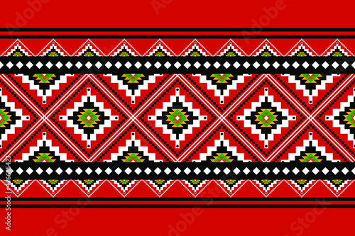 Geometric ethnic oriental ikat pattern traditional Design for background,carpet,wallpaper,clothing,wrapping,Batik,fabric,Vector illustration.embroidery style.
