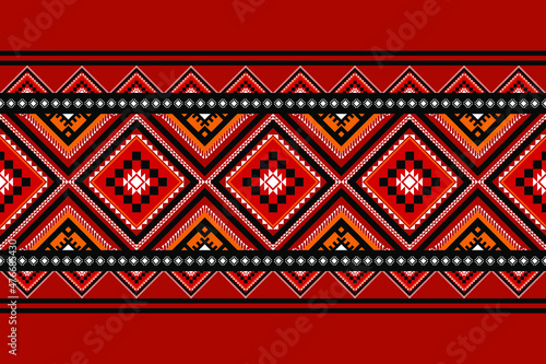 Geometric ethnic oriental ikat pattern traditional Design for background,carpet,wallpaper,clothing,wrapping,Batik,fabric,Vector illustration.embroidery style.