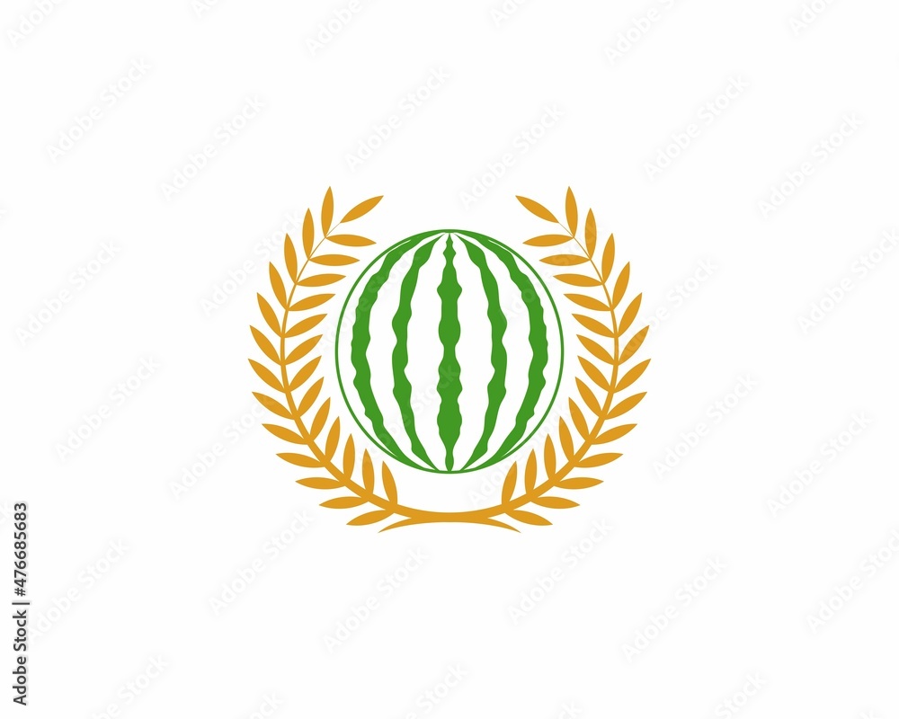 Watermelon in the circle wheat logo Watermelon in the circle wheat logo