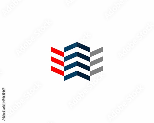 Three building with stripes logo