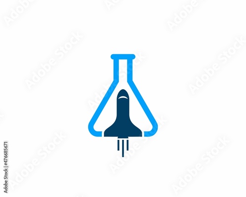 Laboratory test tube and rocket launch in the middle
