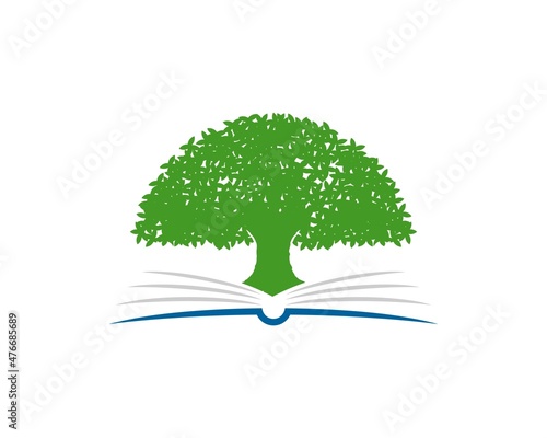 Abstract opened book with oak tree on the top