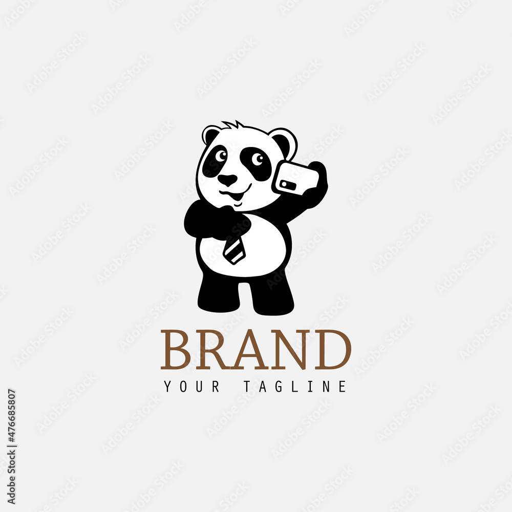panda selfie brand illustration logo design panda selfie brand illustration logo design