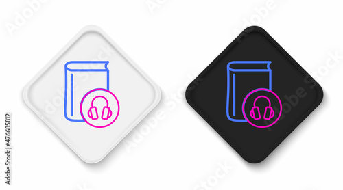 Line Audio book icon isolated on white background. Book with headphones. Audio guide sign. Online learning concept. Colorful outline concept. Vector