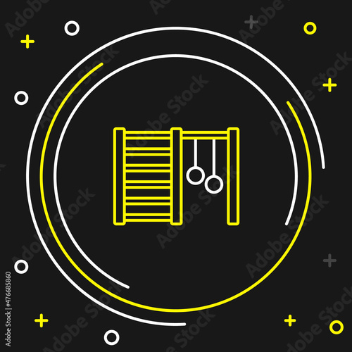 Line Wooden Swedish wall icon isolated on black background. Swedish stairs. Colorful outline concept. Vector