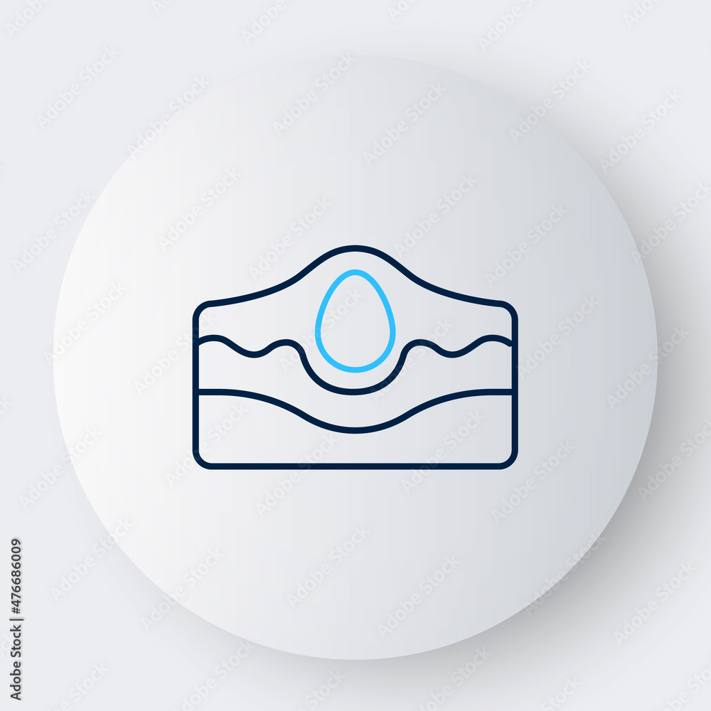 Line Acne icon isolated on white background. Inflamed pimple on the skin. The sebum in the clogged pore promotes the growth of a bacteria. Colorful outline concept. Vector Line Acne icon isolated on white background. Inflamed pimple on the skin. The sebum in the clogged pore promotes the growth of a bacteria. Colorful outline concept. Vector