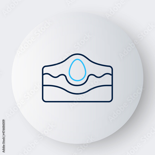Line Acne icon isolated on white background. Inflamed pimple on the skin. The sebum in the clogged pore promotes the growth of a bacteria. Colorful outline concept. Vector