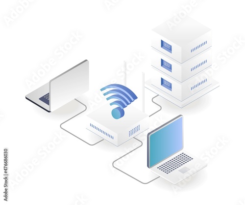 Wifi transmitter with server computer network