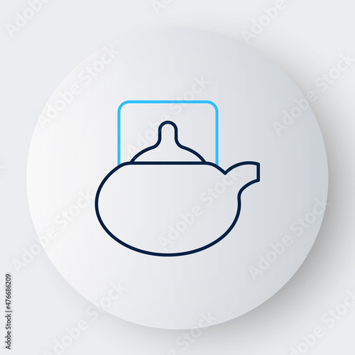 Line Traditional tea ceremony icon isolated on white background. Teapot with cup. Colorful outline concept. Vector
