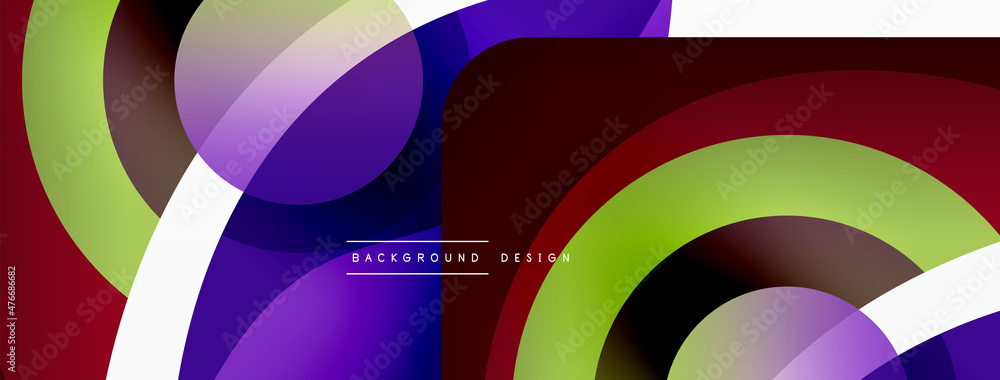 Abstract background with color geometric shapes. Beautiful minimal backdrop with round shapes circles and lines. Geometrical design. Vector illustration Abstract background with color geometric shapes. Beautiful minimal backdrop with round shapes circles and lines. Geometrical design. Vector illustration