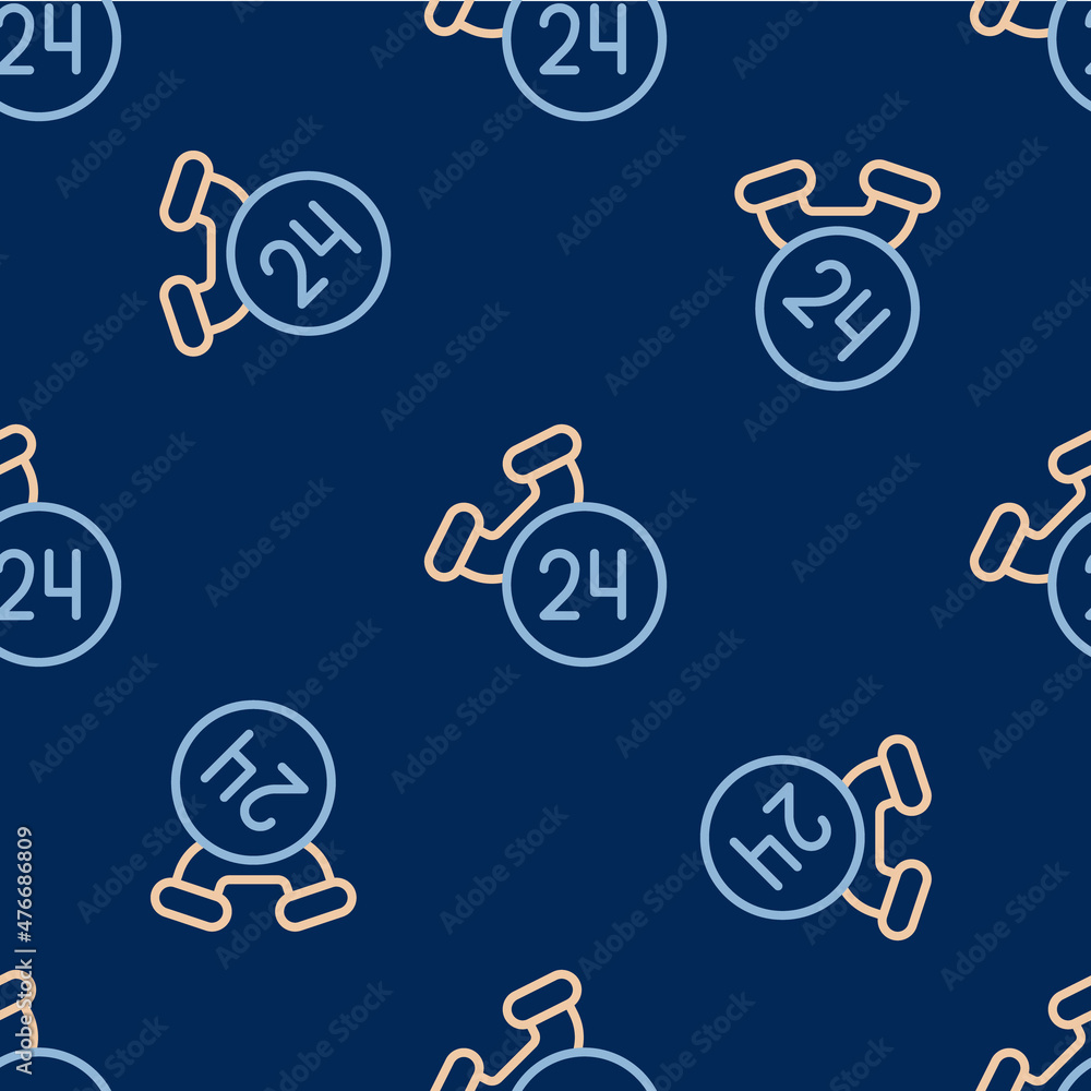 Line Telephone 24 hours support icon isolated seamless pattern on blue background. All-day customer support call-center. Full time call services. Vector Line Telephone 24 hours support icon isolated seamless pattern on blue background. All-day customer support call-center. Full time call services. Vector