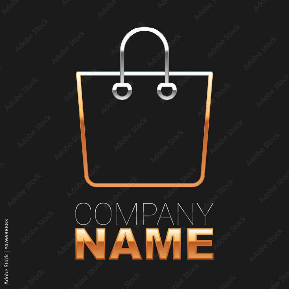 Line Paper shopping bag icon isolated on black background. Package sign. Colorful outline concept. Vector Line Paper shopping bag icon isolated on black background. Package sign. Colorful outline concept. Vector