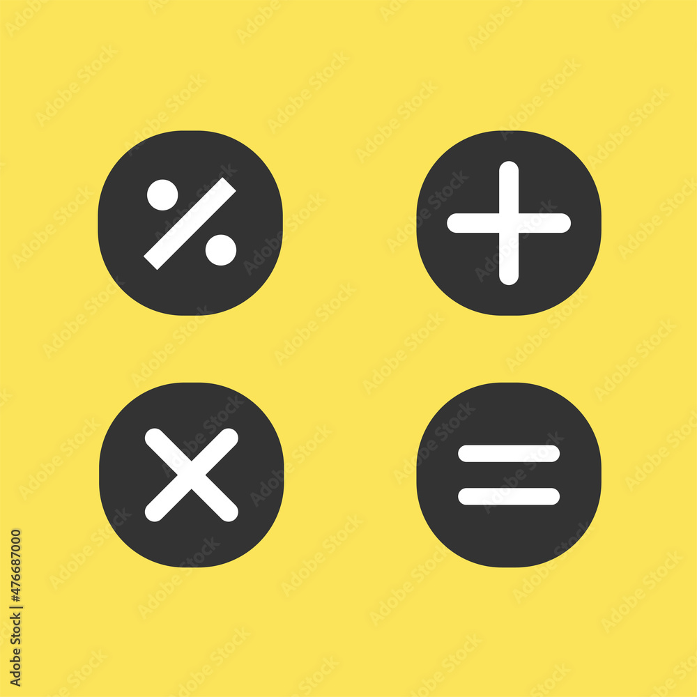 Obraz premium Set of flat calculator icons in trendy flat style isolated on background. Symbols for your website and app design, UI.