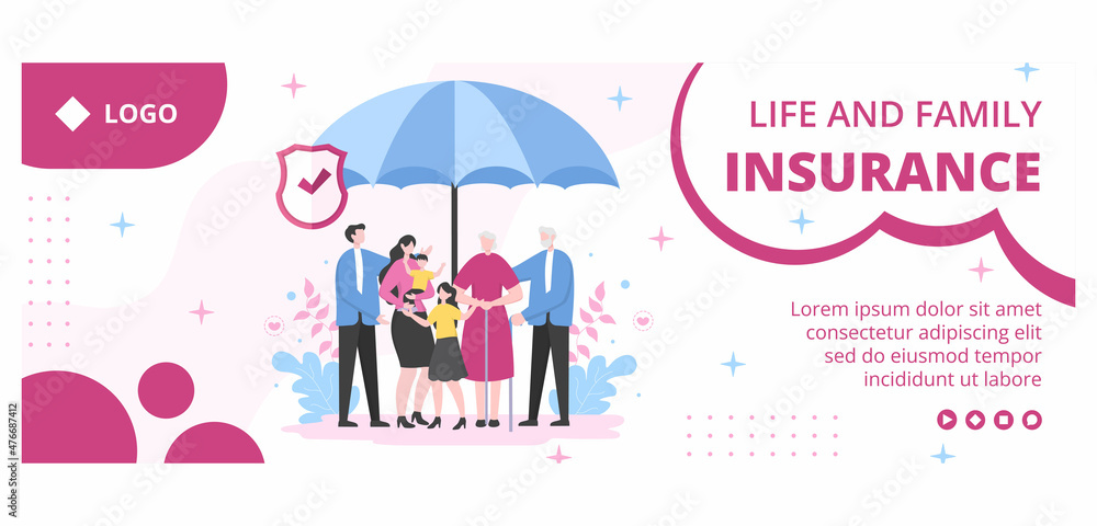 Life Insurance Cover Template Flat Design Illustration Editable of Square Background Suitable for Social media, Greeting Card or Web Internet Ads Life Insurance Cover Template Flat Design Illustration Editable of Square Background Suitable for Social media, Greeting Card or Web Internet Ads