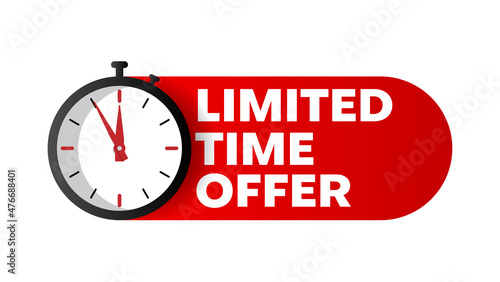 limited time offer vector design in red and black with stop watch photo
