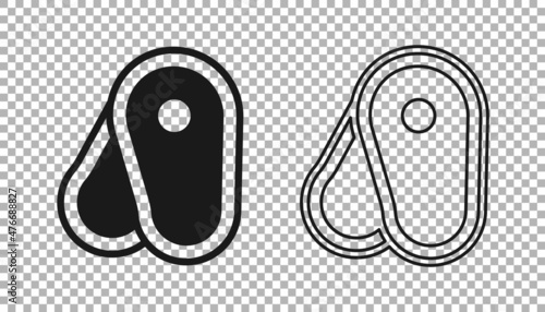 Black Steak meat icon isolated on transparent background. Vector