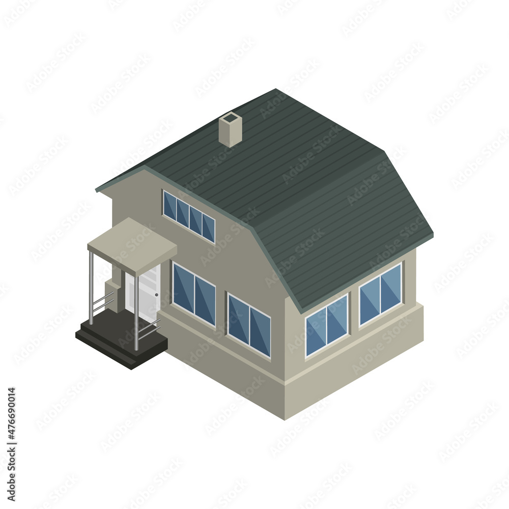 Isometric gray house. Isometric gray house.