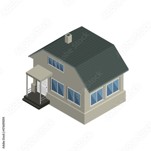 Isometric gray house.
