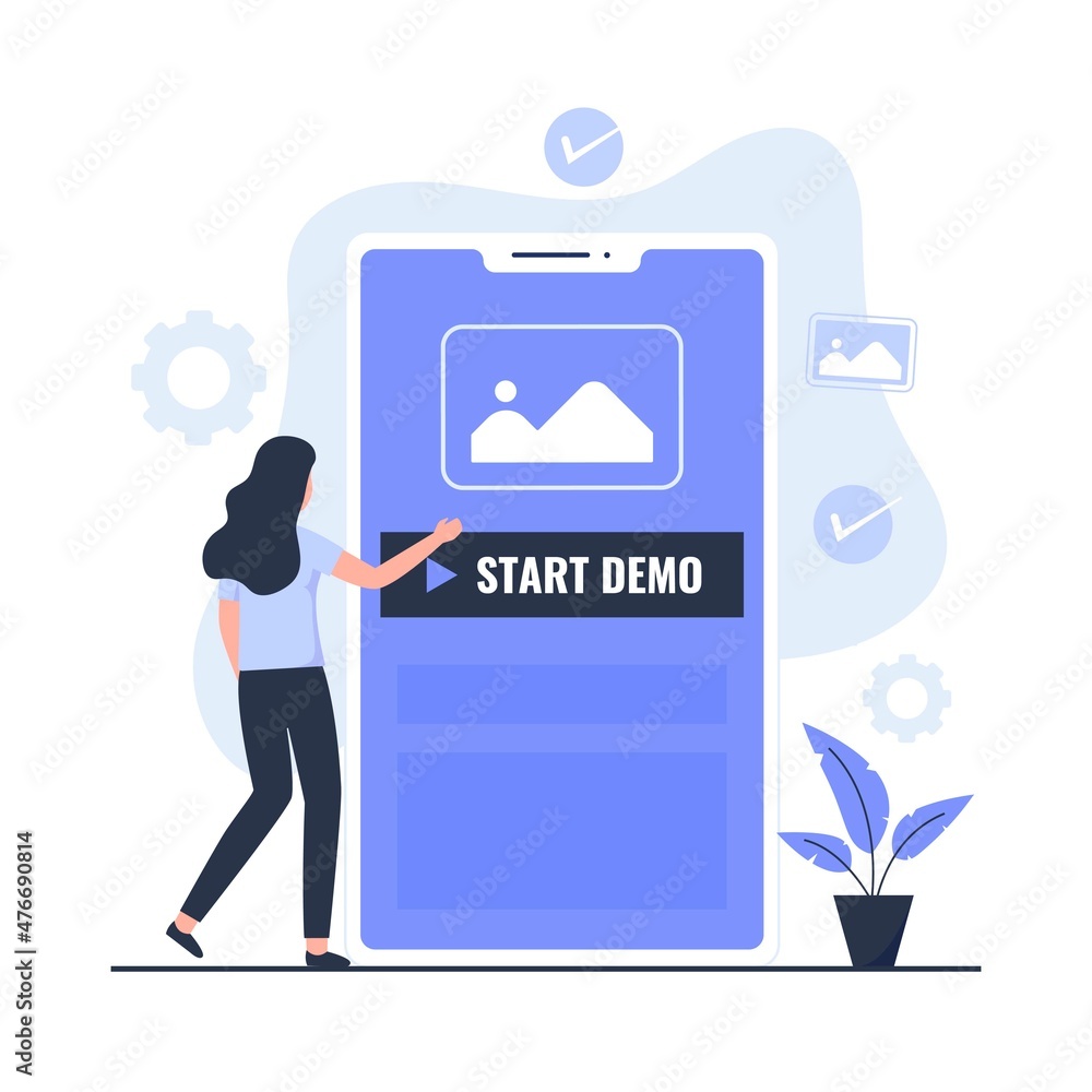 Start demo illustration design concept. Illustration for websites, landing pages, mobile applications, posters and banners - obrazy, fototapety, plakaty 