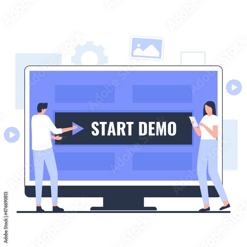 Flat design of start demo concept. Illustration for websites, landing pages, mobile applications, posters and banners photo