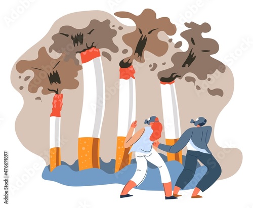 Smoking cigarettes making fog and smoke vector
